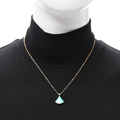 Bulgari 18K Rose Gold Diamond Turquoise Divas' Dream Pendant Necklace 2 of 4