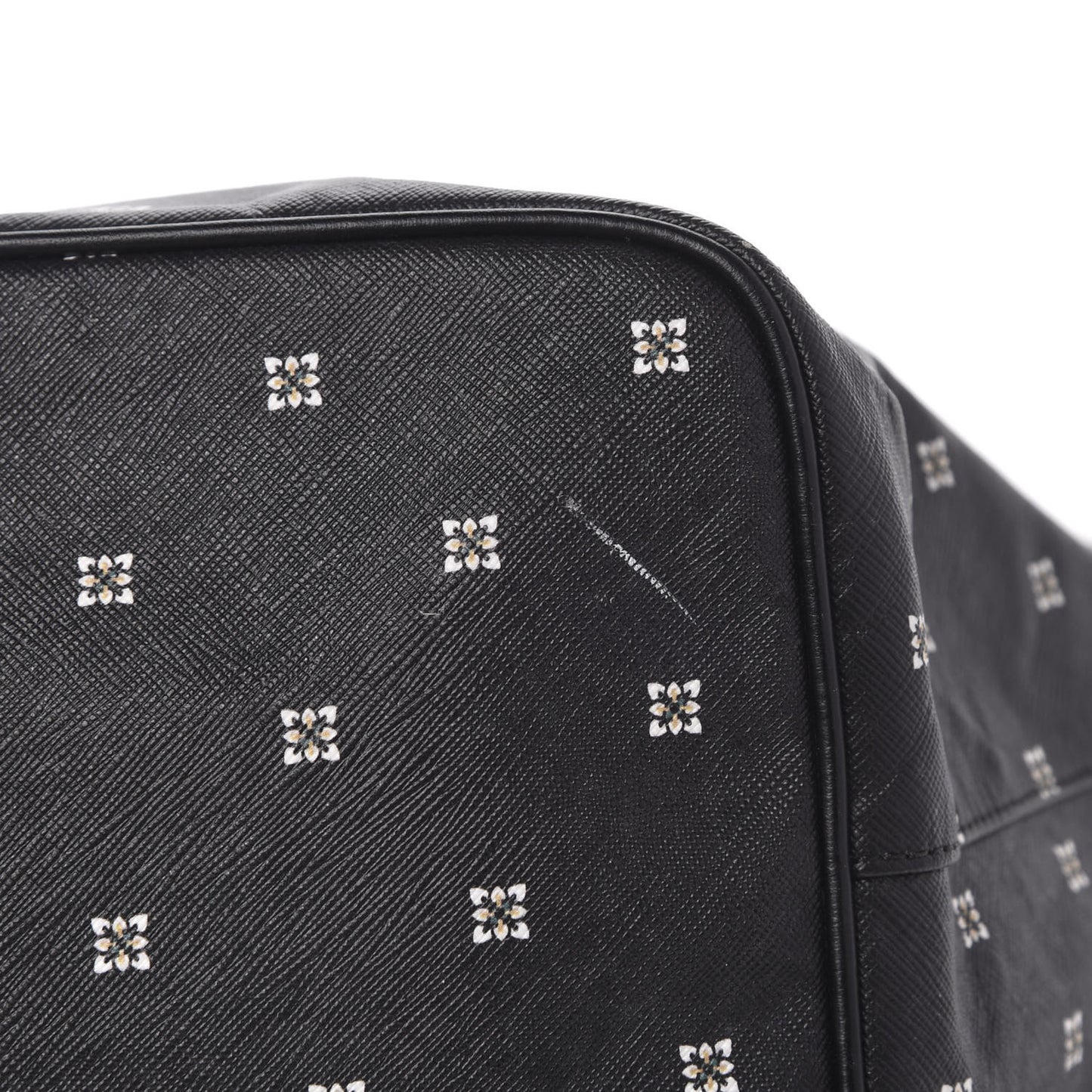 Textured Coated Canvas Mini Lilies Print Large Antigona Tote Black