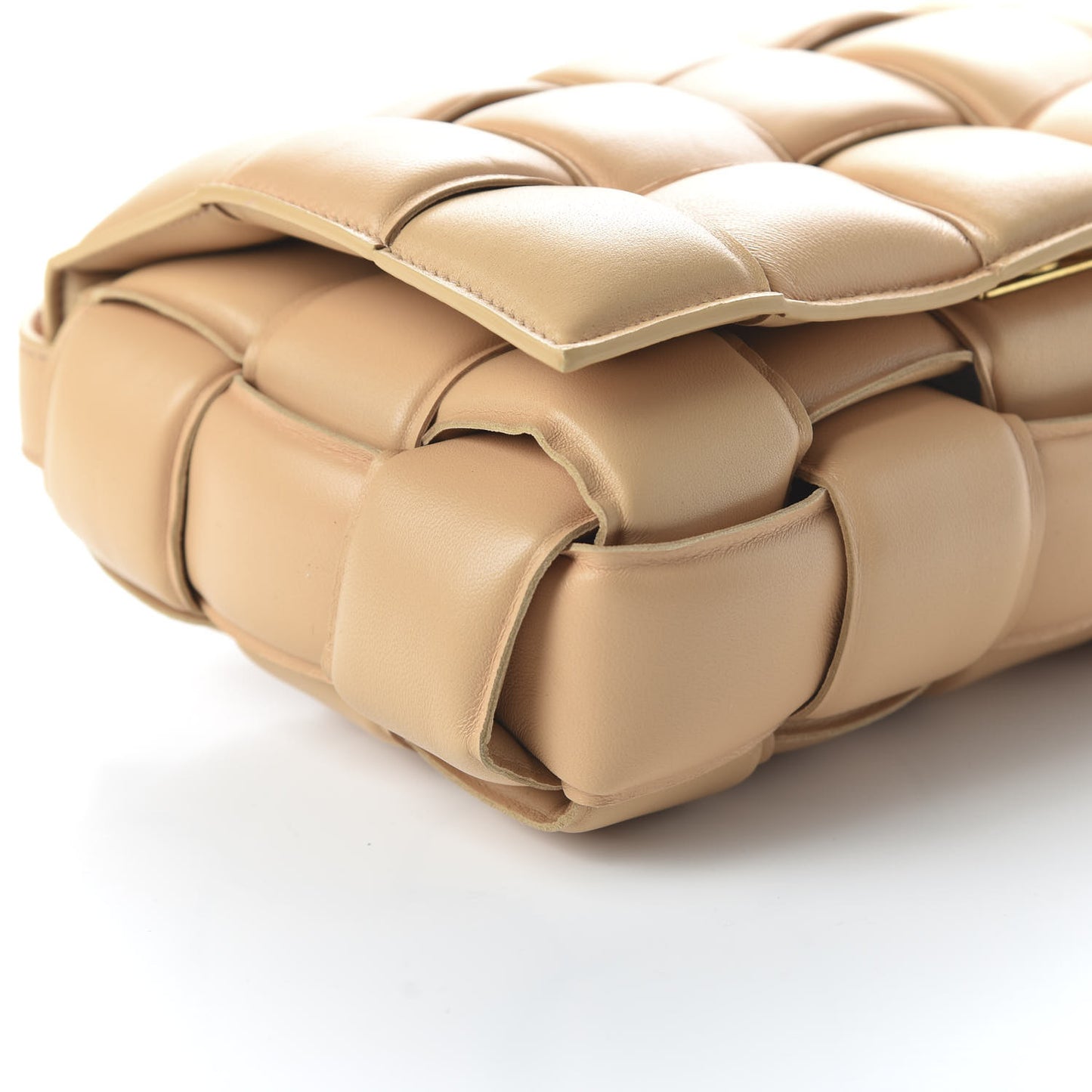 Nappa Maxi Intreccio Padded Cassette Crossbody Bag Almond