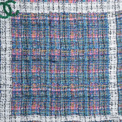 Chanel Silk Tweed Effect CC Square Scarf White 1 of 5