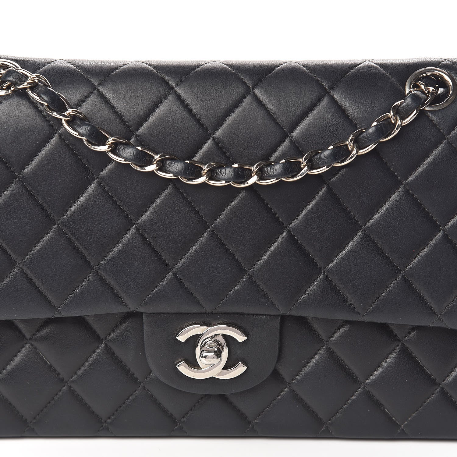 Chanel Lambskin Quilted Medium Double Flap Black 11 of 15