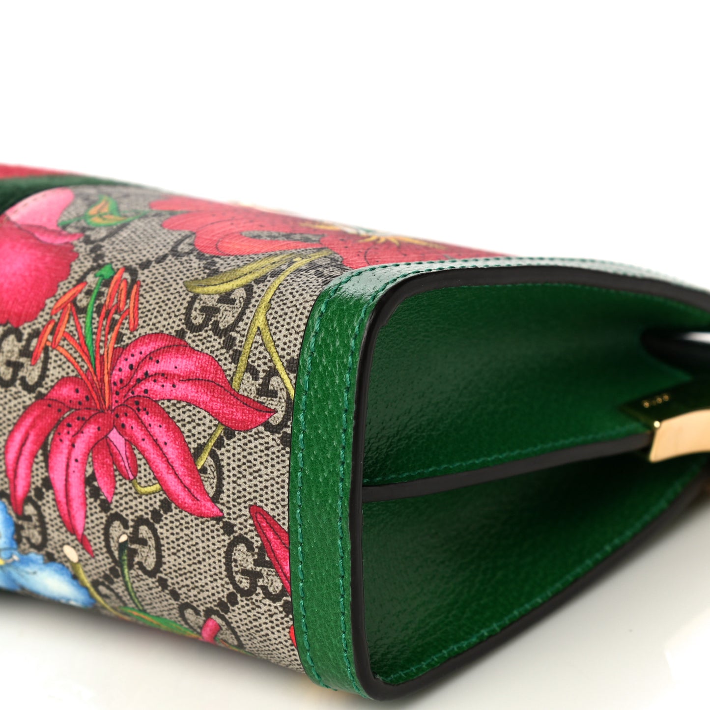 GG Supreme Monogram Flora Web Small Ophidia Chain Shoulder Bag Green