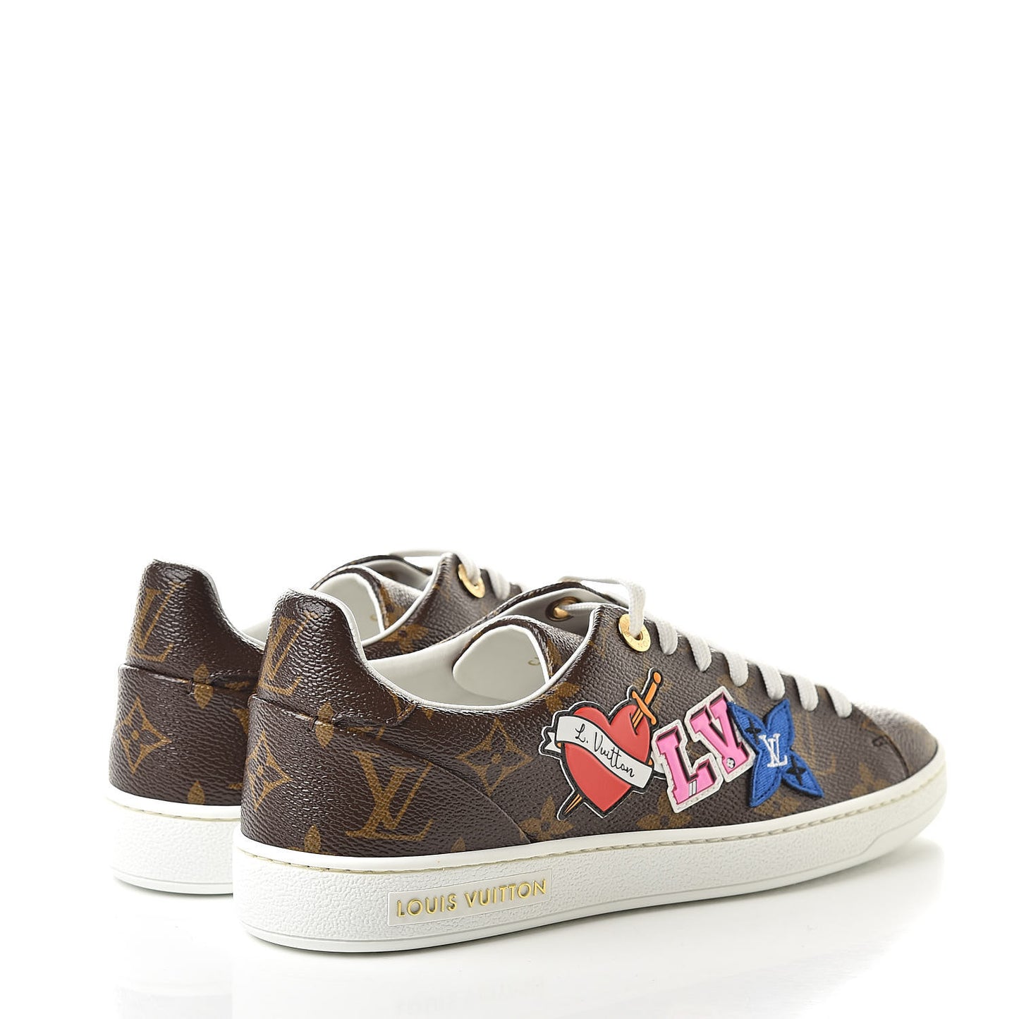Calfskin Monogram LV Black Heart Sneakers 37 Cacao