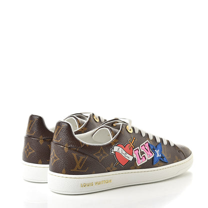 Louis Vuitton Calfskin Monogram LV Black Heart Sneakers 37 Cacao 4 of 9