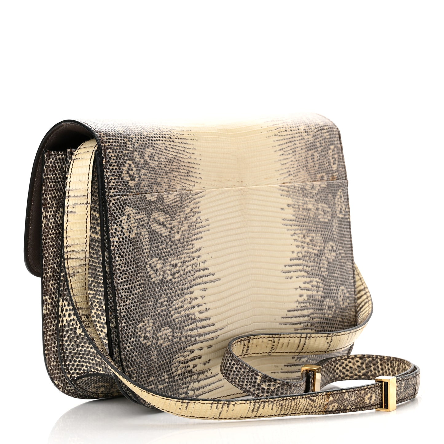 Lizard Medium Classic Box Flap Bag Natural