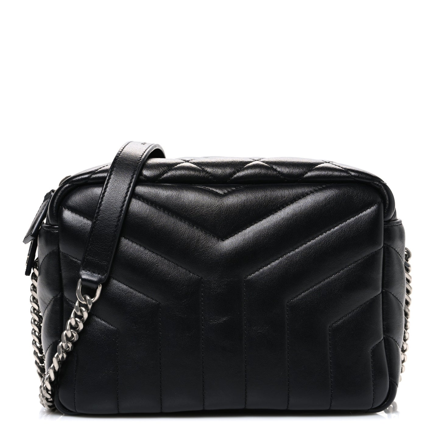 Calfskin Y Quilted Monogram Small Loulou Bowling Bag Black