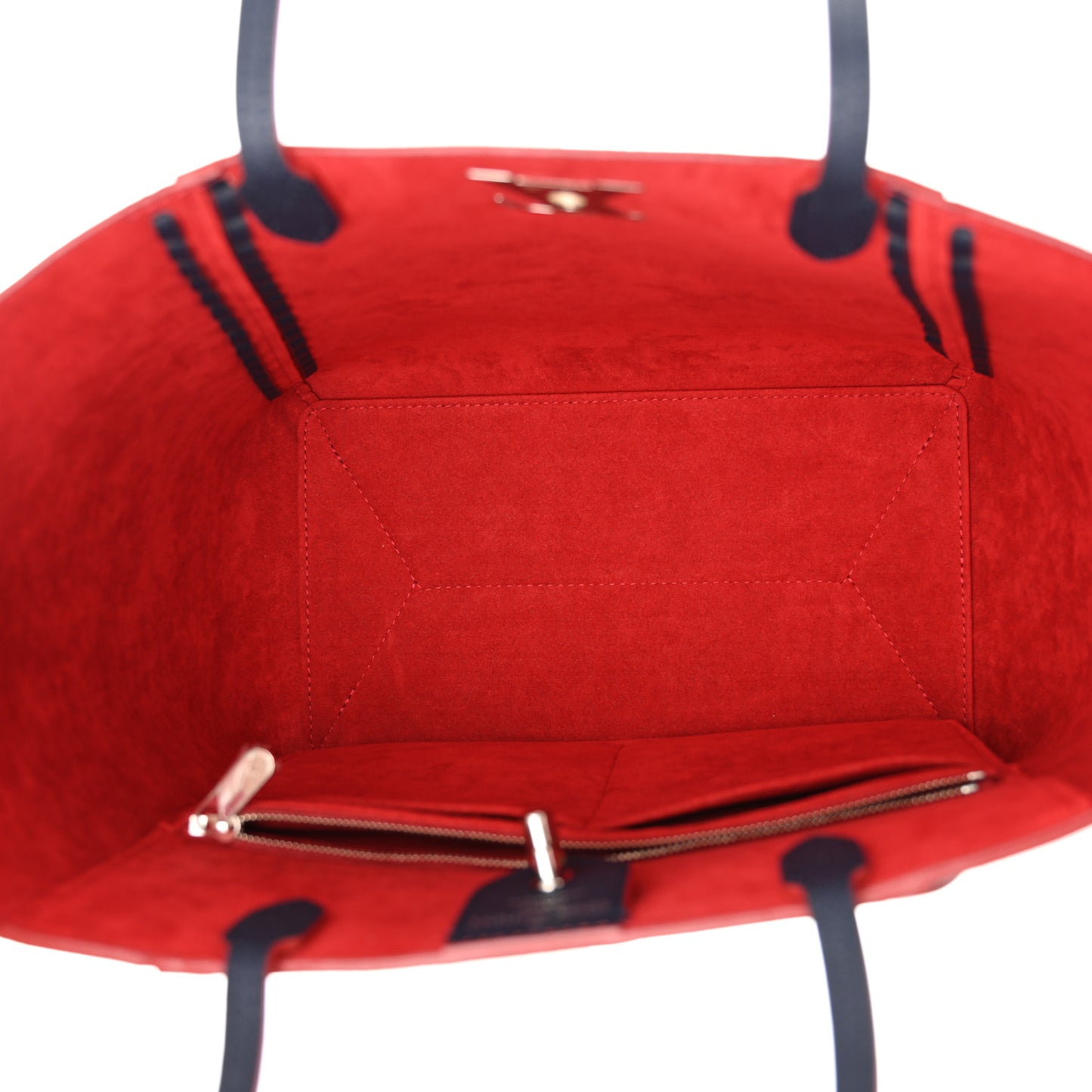 Calfskin Braided Lockme Cabas Marine Rouge