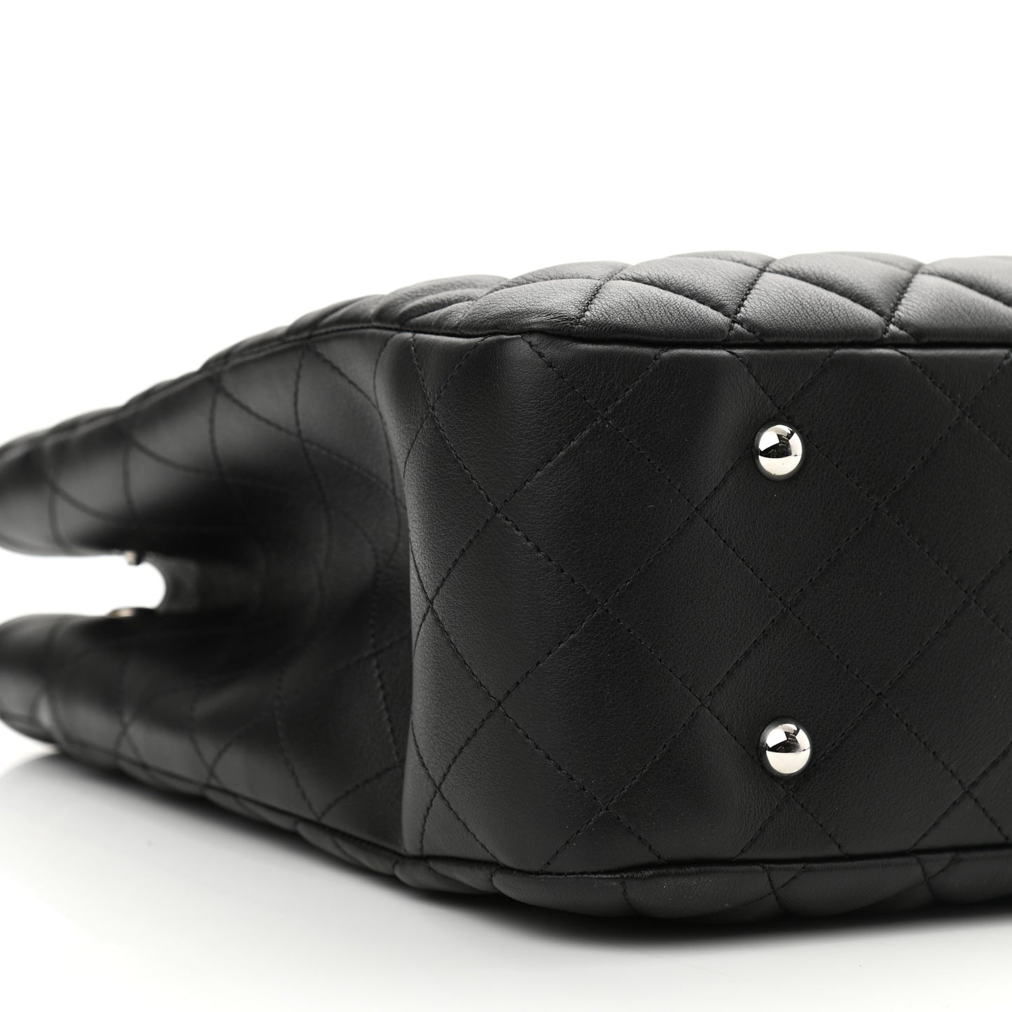 Calfskin Quilted Large Classic Shopping Tote Black