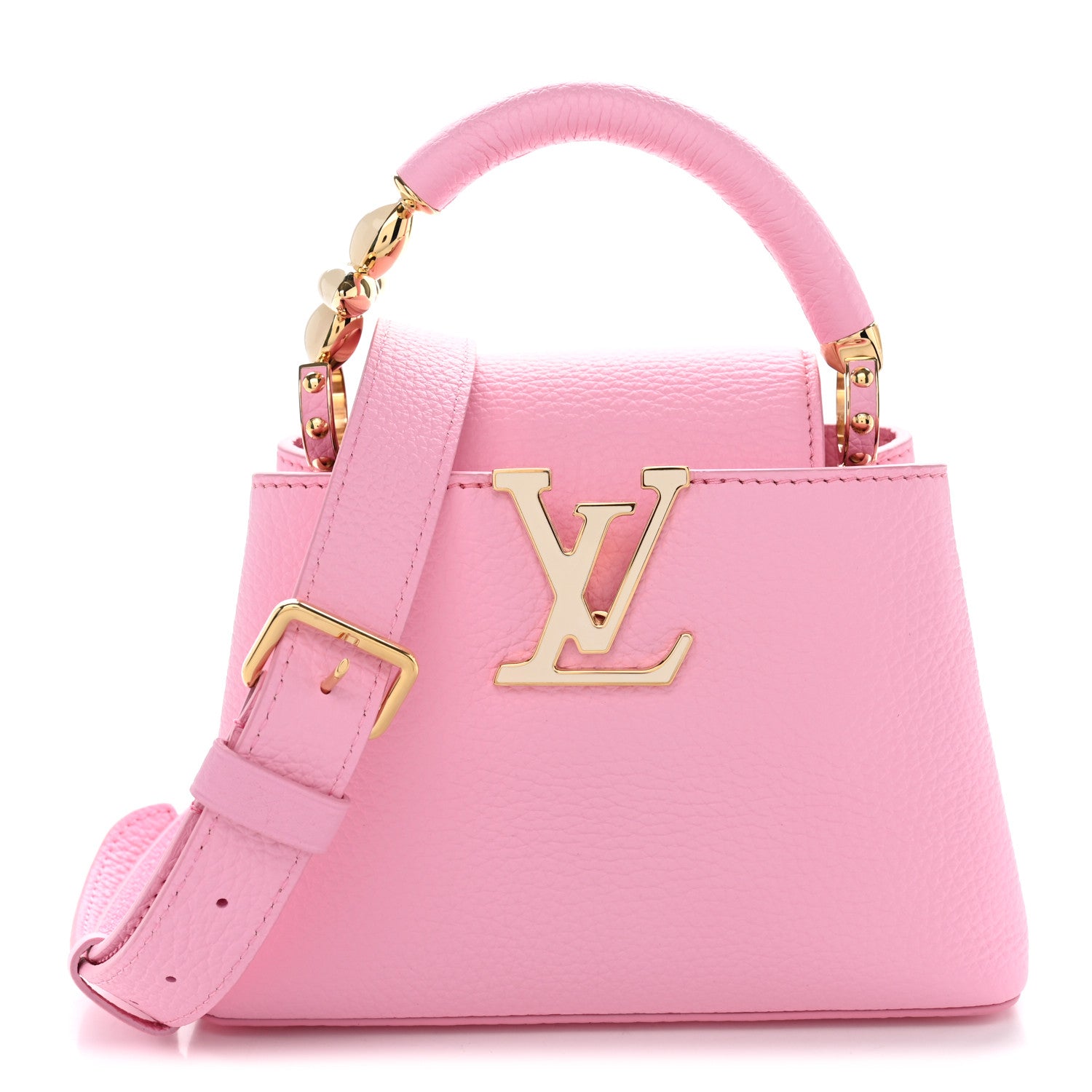Louis Vuitton Taurillon Embellished Flower Handle Capucines Mini  Marshmallow Pink 1 of 8