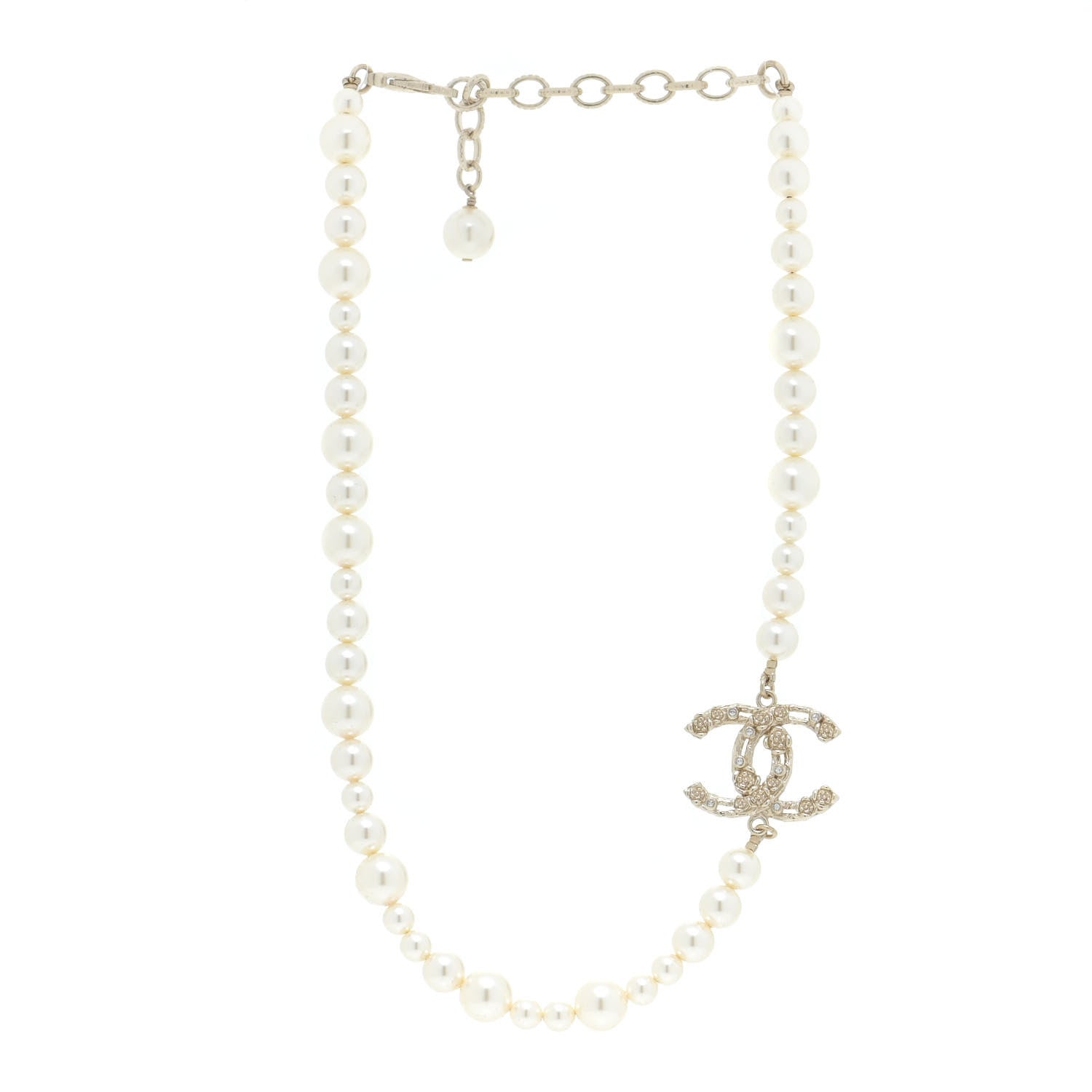 Chanel Pearl Crystal CC Short Necklace Gold 3 of 6