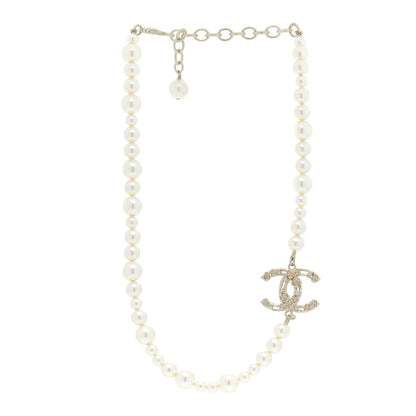 Chanel Pearl Crystal CC Short Necklace Gold 3 of 6