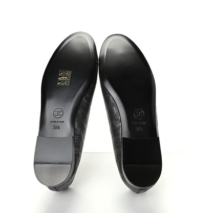 Chanel Metallic Lambskin Camellia CC Cap Toe Ballerina Flats 36.5 Dark Grey 7 of 11