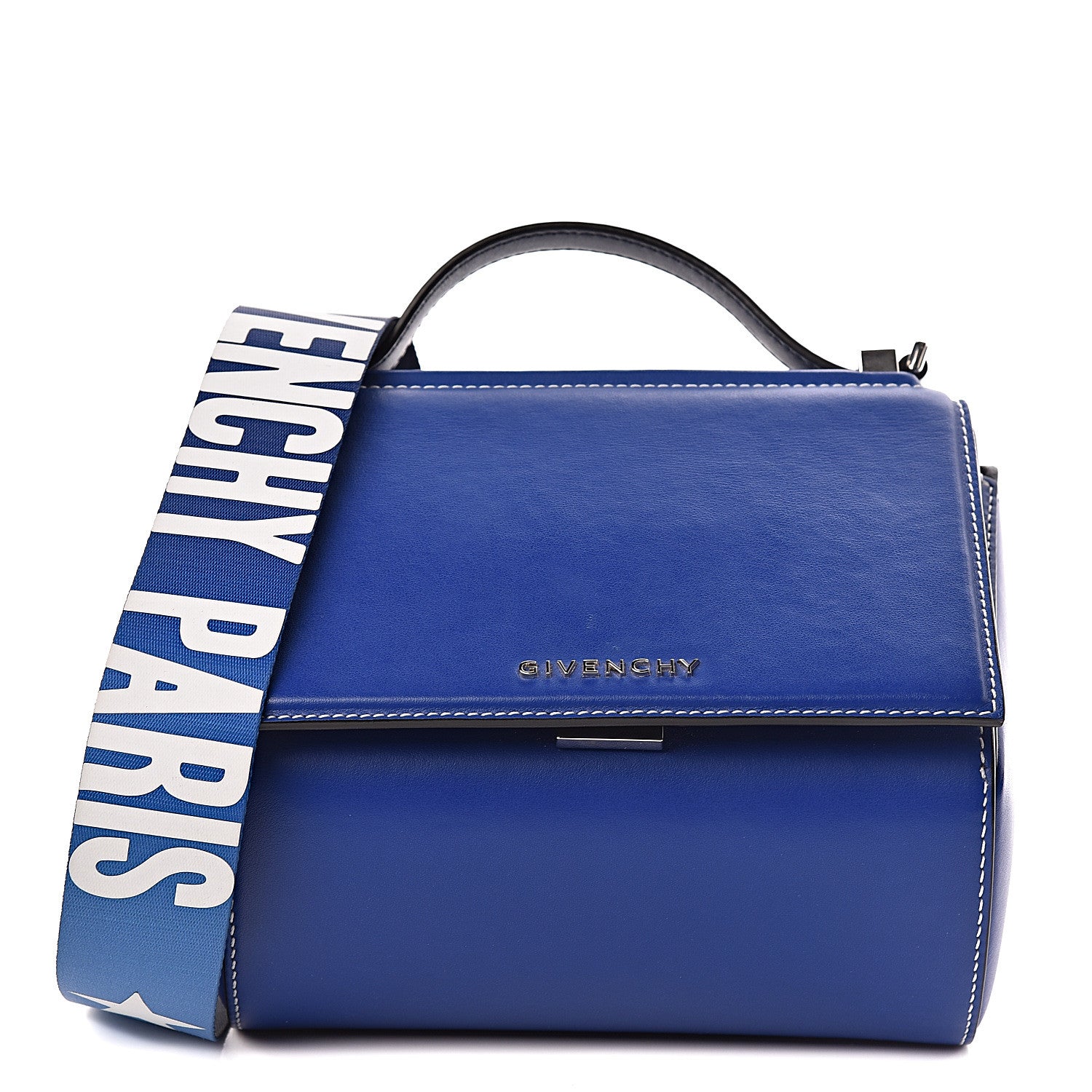 Givenchy Calfskin Mini Pandora Box Logo Strap Crossbody Bag Moroccan Blue 1 of 10