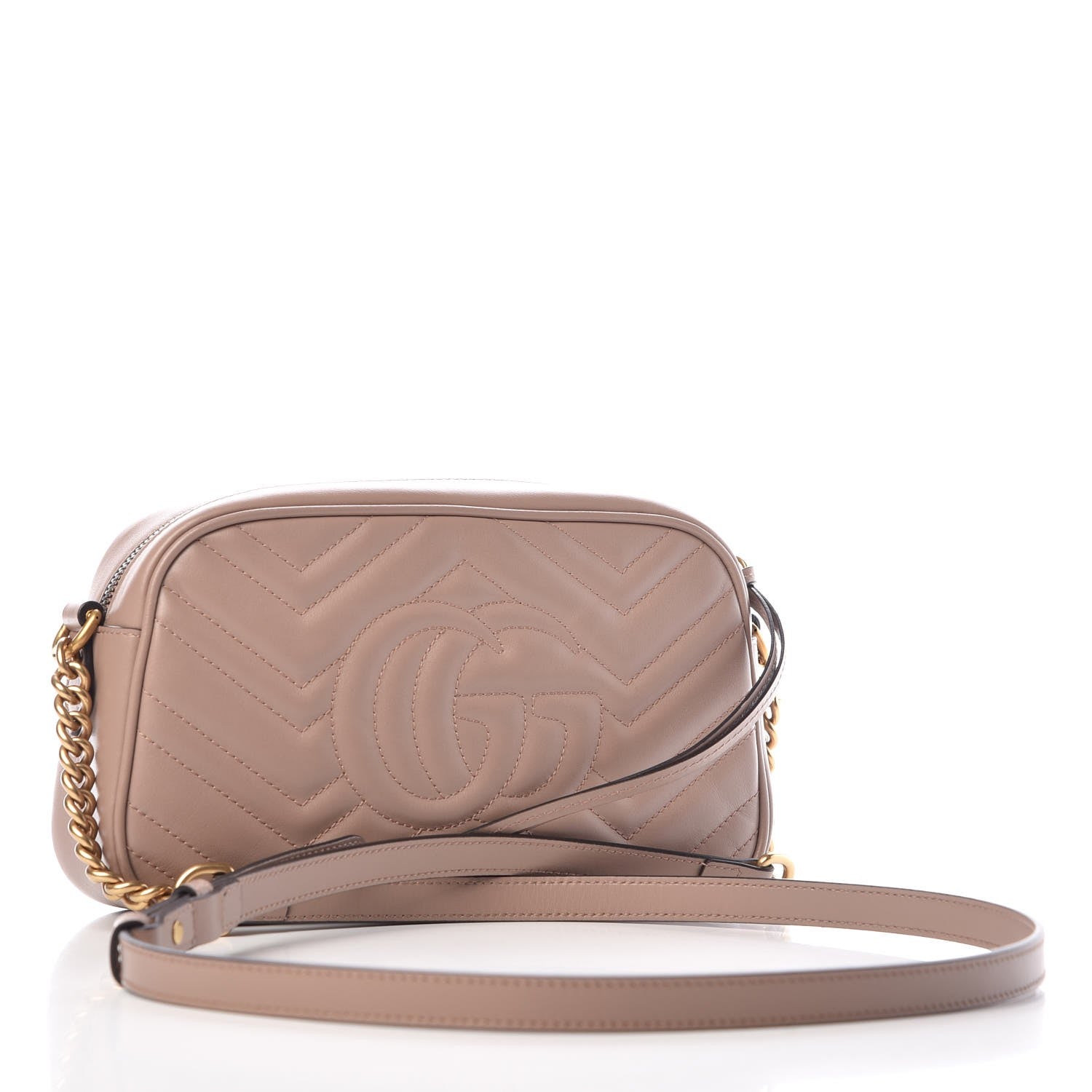 Gucci Calfskin Matelasse Small GG Marmont Chain Shoulder Bag Porcelain Rose 3 of 7