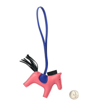 Hermes Milo Lambskin Grigri Rodeo Horse Bag Charm PM Rose Azalee Vert Cypress Bleu Electrique 2 of 4