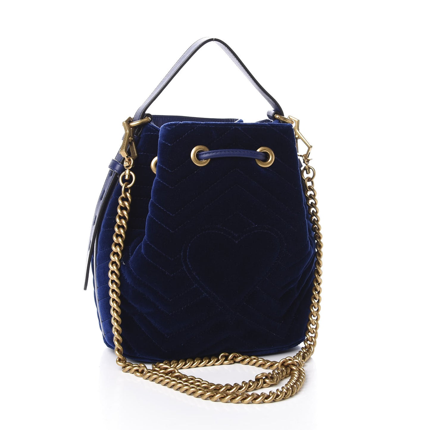 Velvet Matelasse GG Marmont Bucket Bag Cobalt Blue