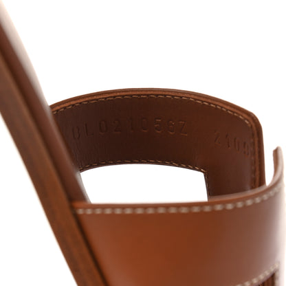 Hermes Box Calfskin Oran Sandals 38 Gold 8 of 9