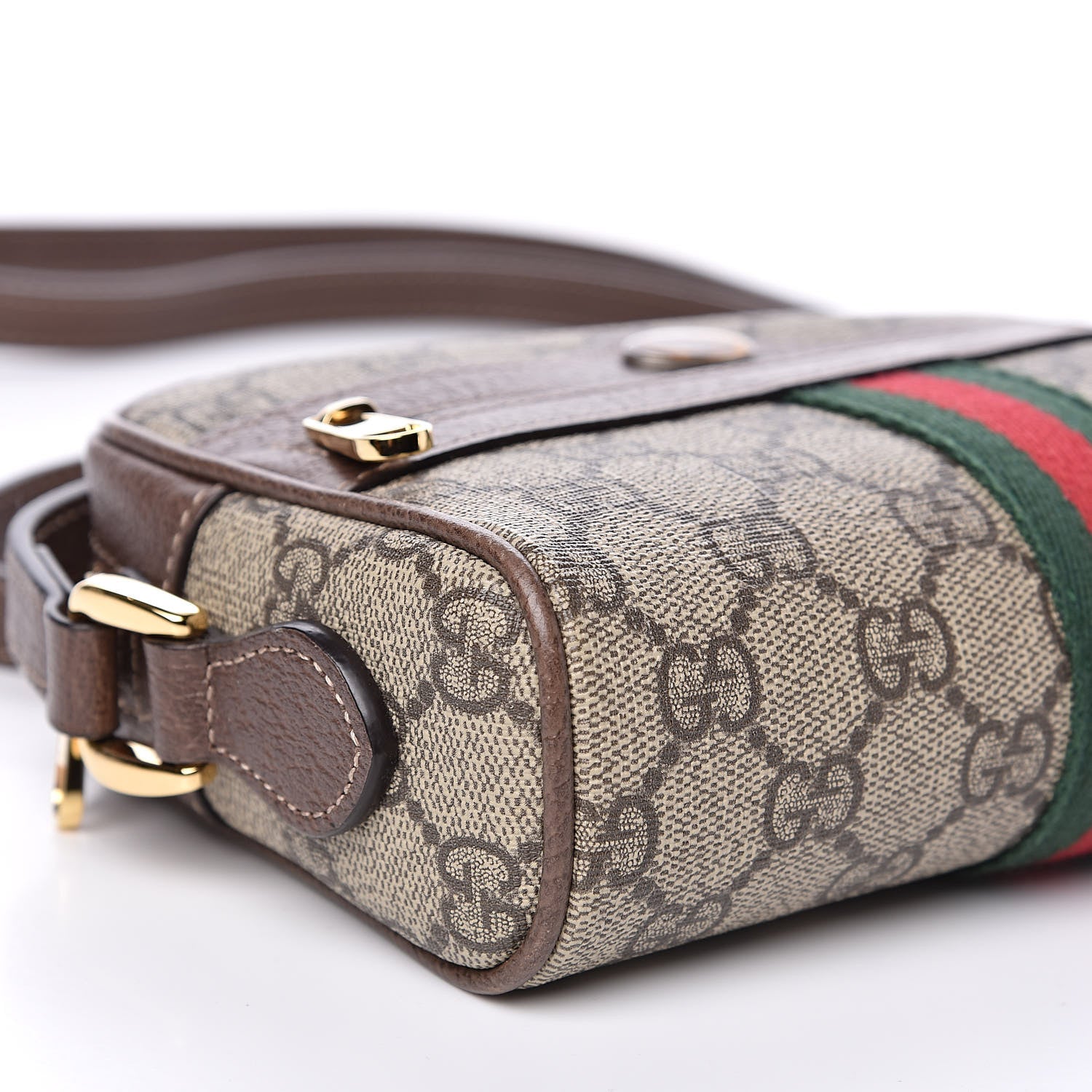 Gucci GG Supreme Monogram Web Mini Ophidia Shoulder Bag Brown 8 of 9