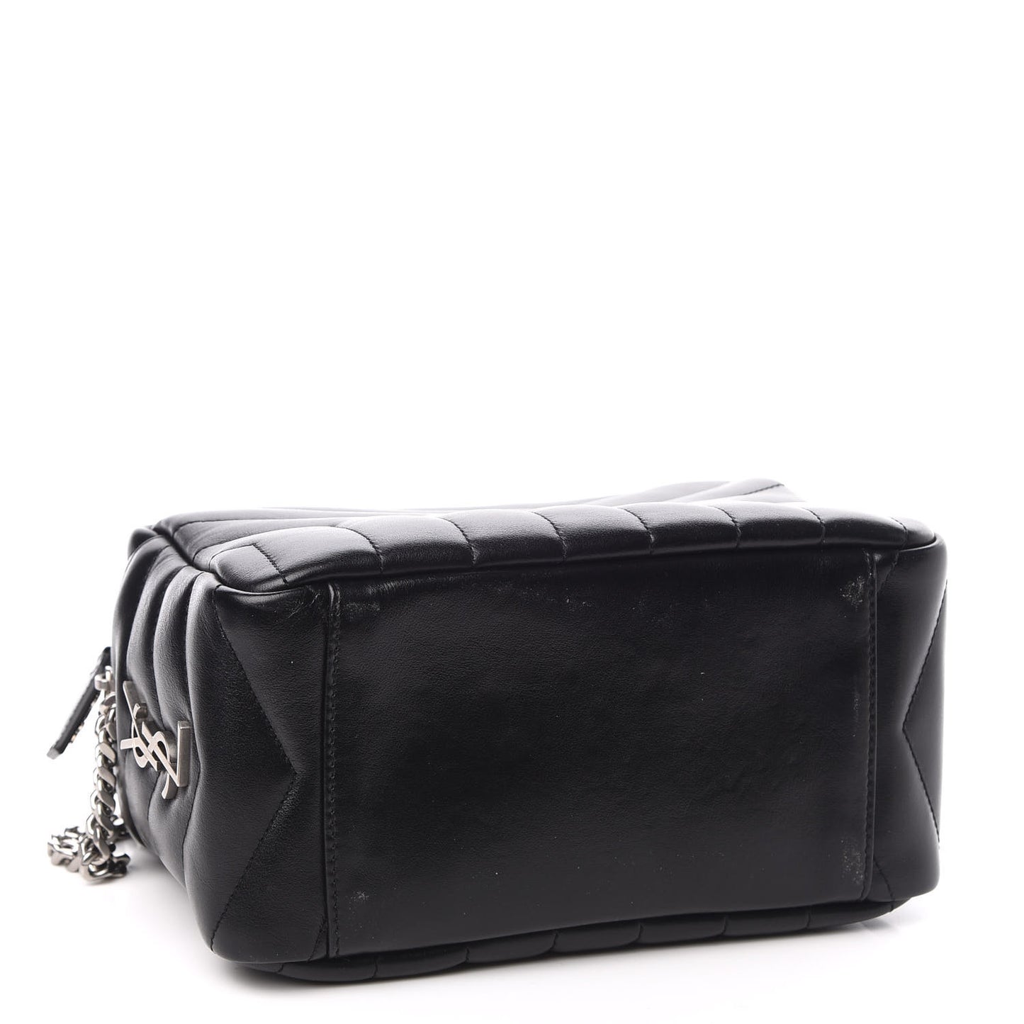 Calfskin Y Quilted Monogram Small Loulou Bowling Bag Black