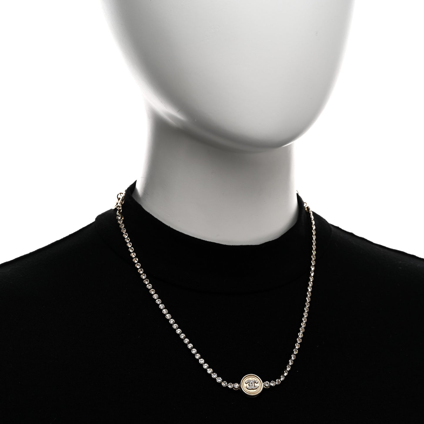 Crystal CC Chain Short Necklace Gold