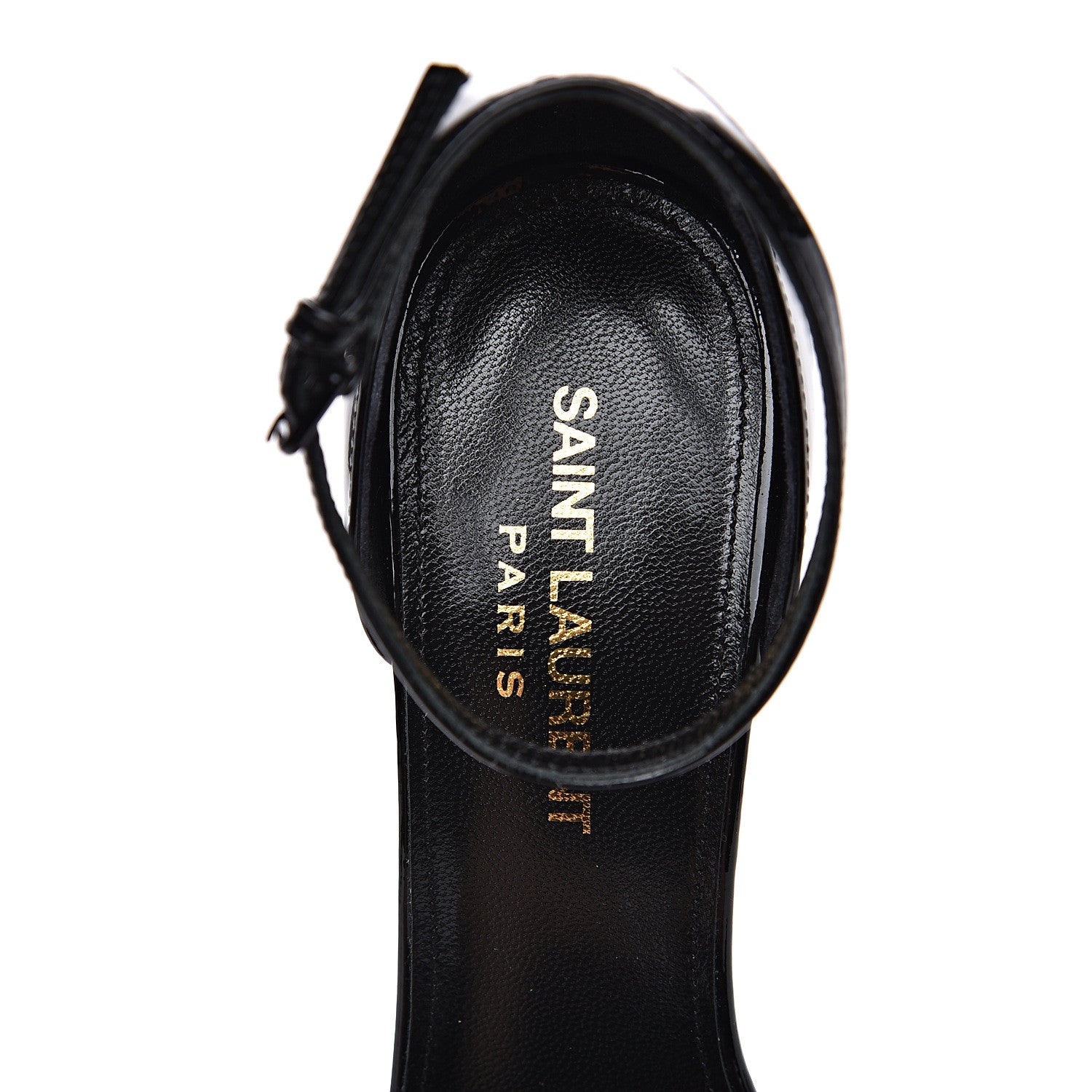 Saint Laurent Patent Calfskin Crystal Amber Bow 85 Ankle Strap Sandals 36 Black 8 of 10