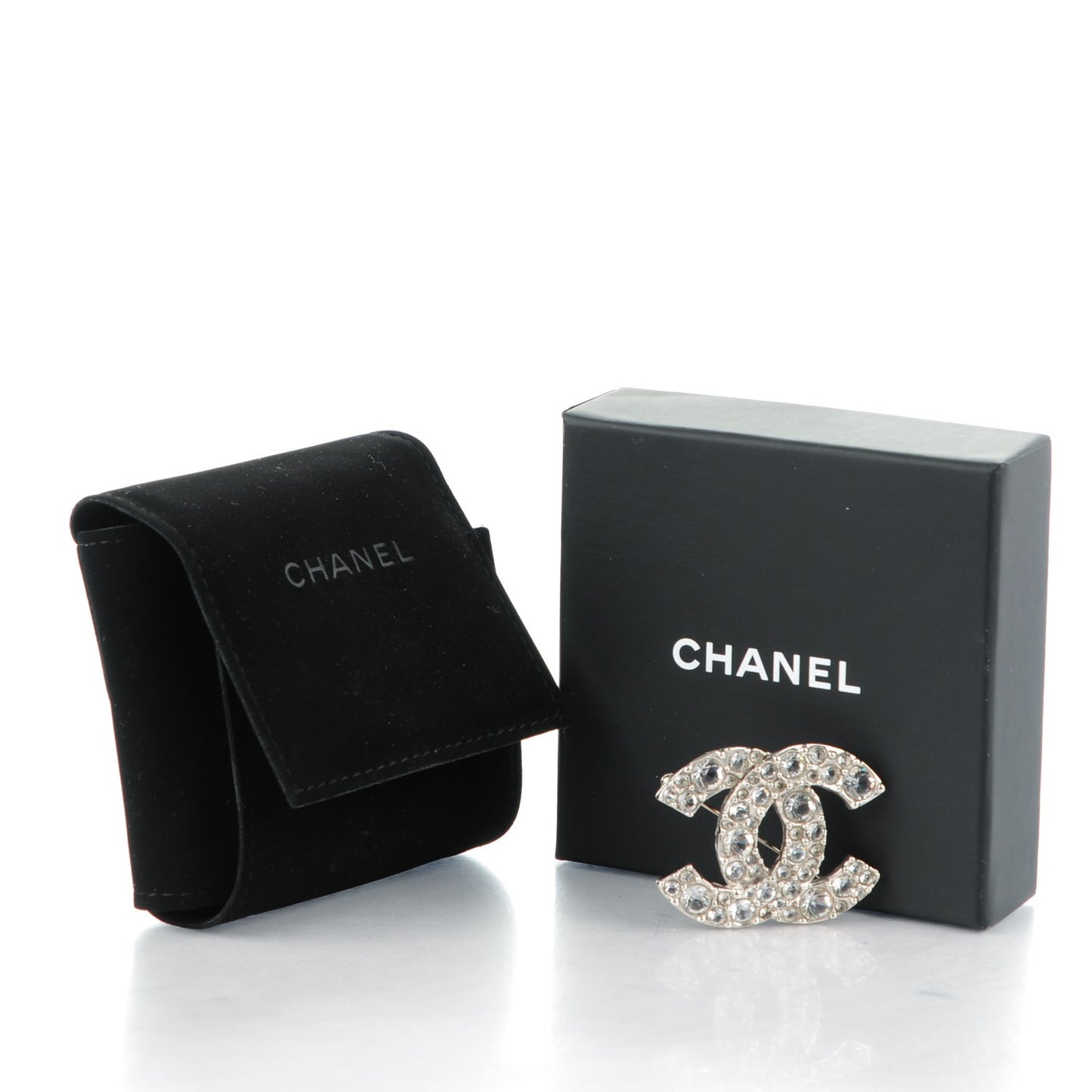 Crystal Large CC Brooch Silver
