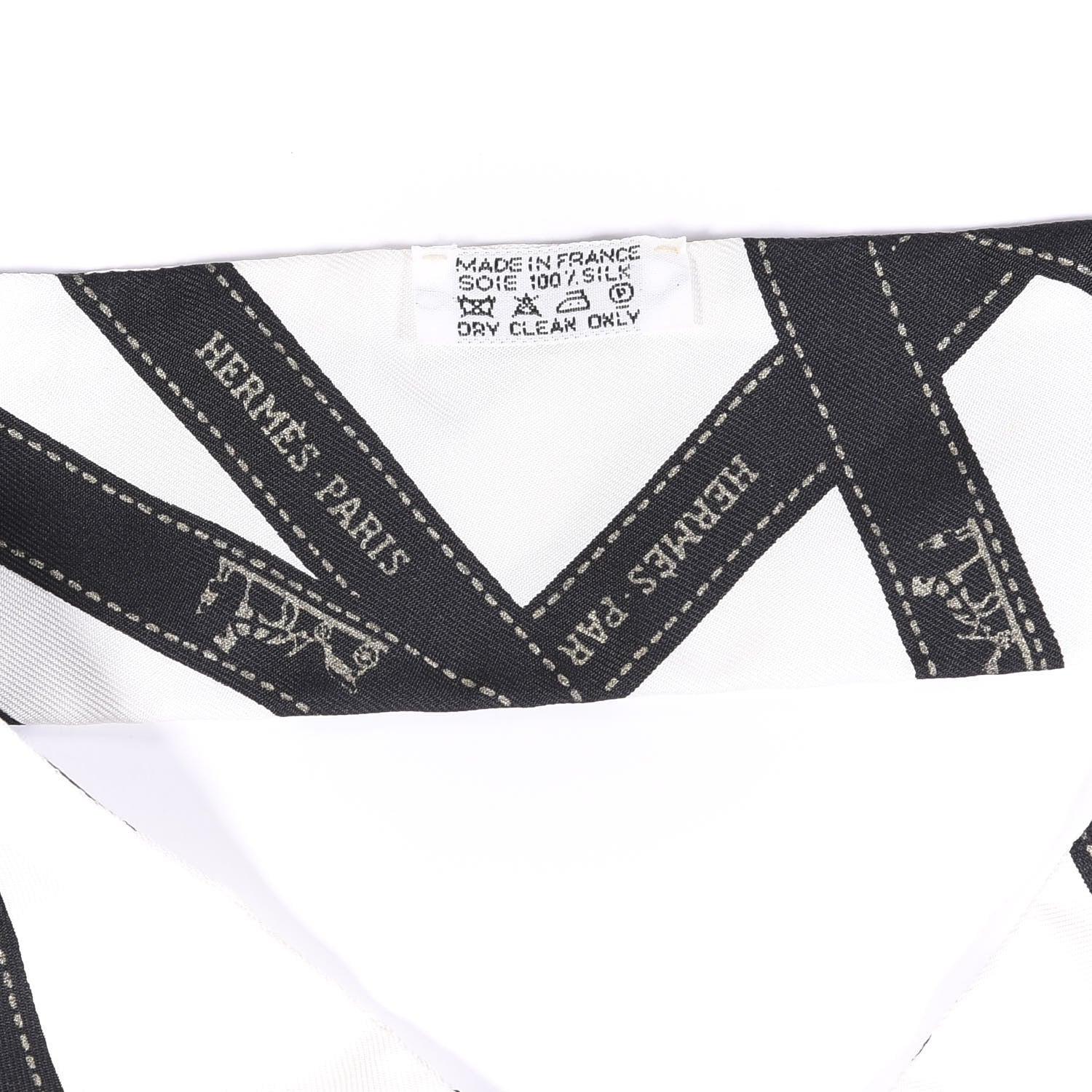 Hermes Silk Bolduc Twilly White Black 2 of 4