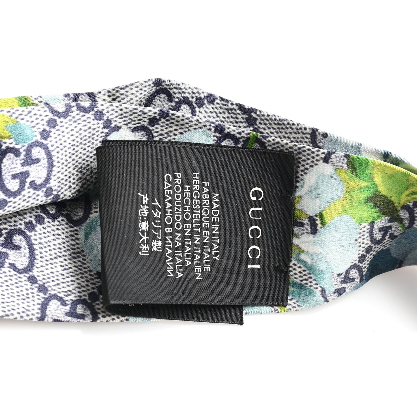 Silk Monogram Blooms Print Headband Blue