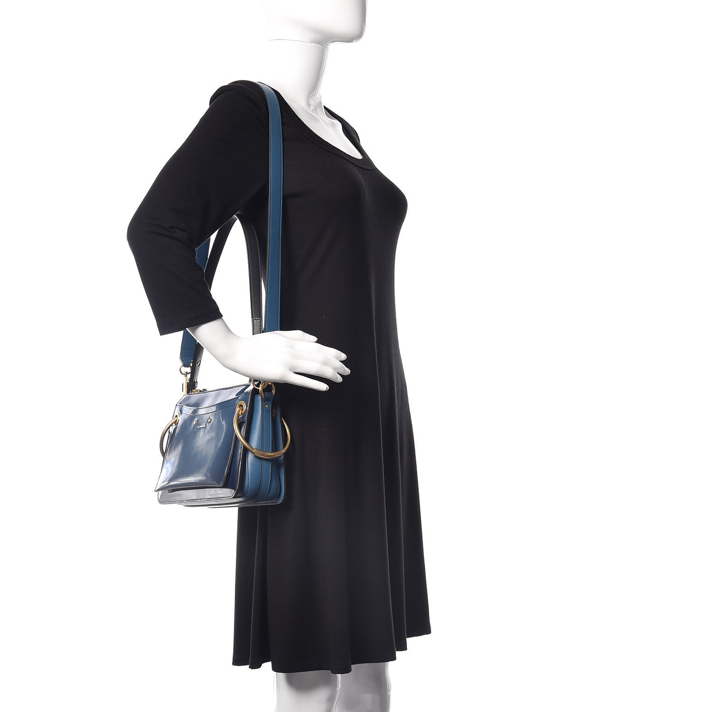 Glossy Lambskin Small Roy Bag Vinyl Blue