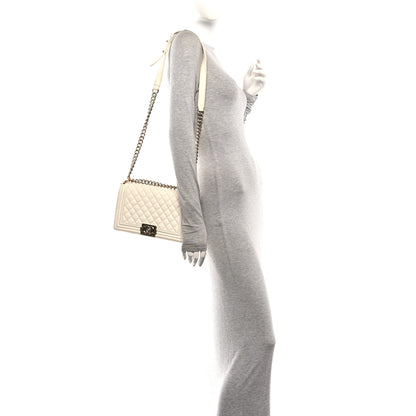 Chanel Caviar Quilted Medium Boy Flap White 3 of 14