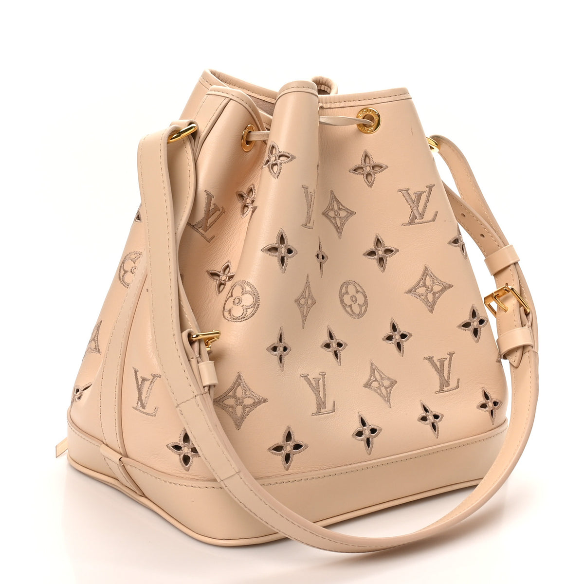 Calfskin Monogram Cutout Petit Noe Neutral