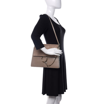 Chloe Calfskin Suede Medium Faye Shoulder Bag Motty Grey 2 of 12