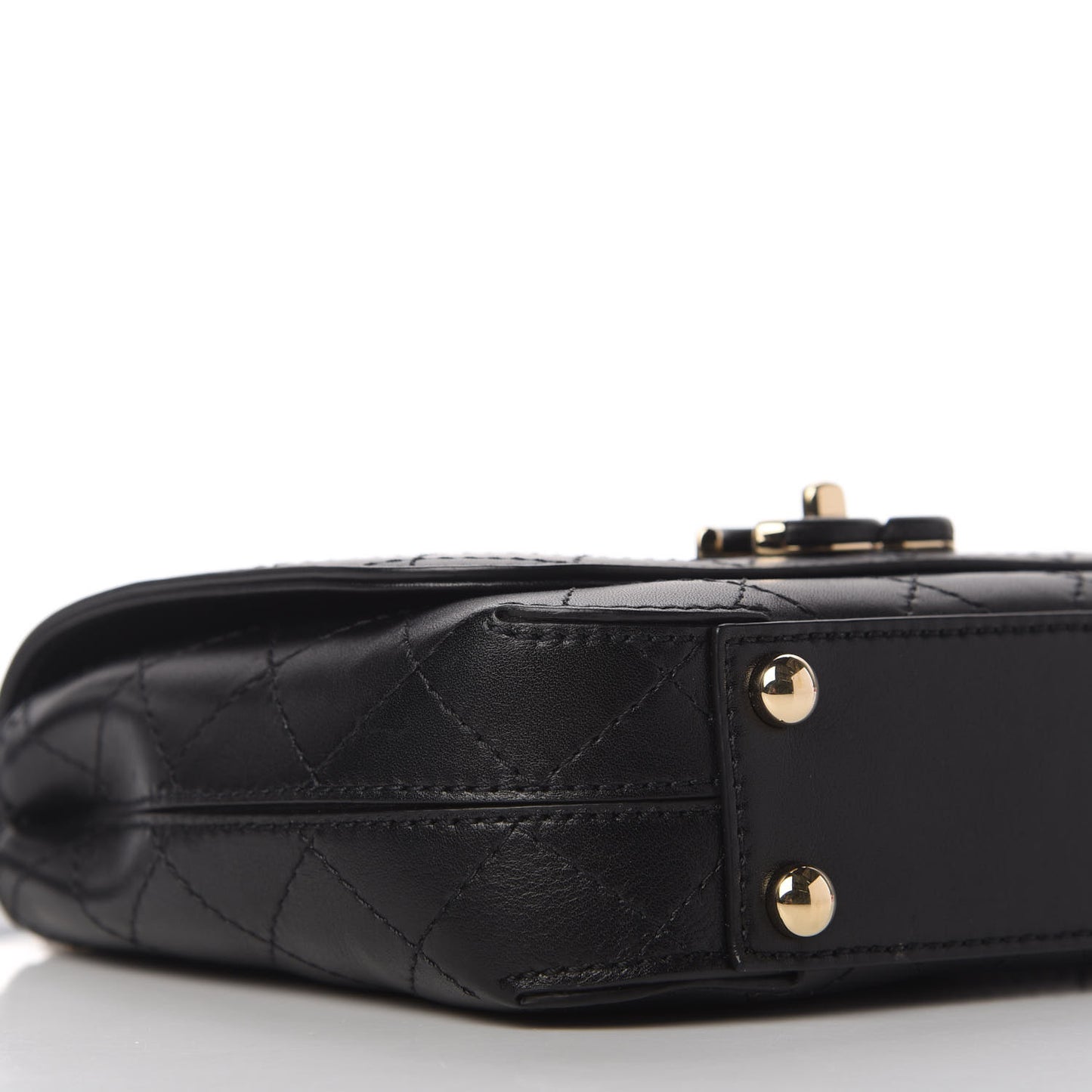Calfskin Stitched Small Covered CC Flap Bag Black