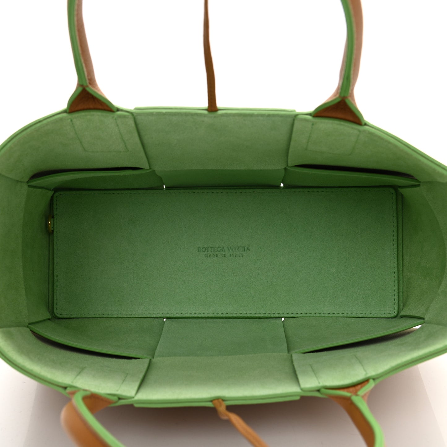 Nappa Intrecciato Small Arco Tote Carmel Pistachio