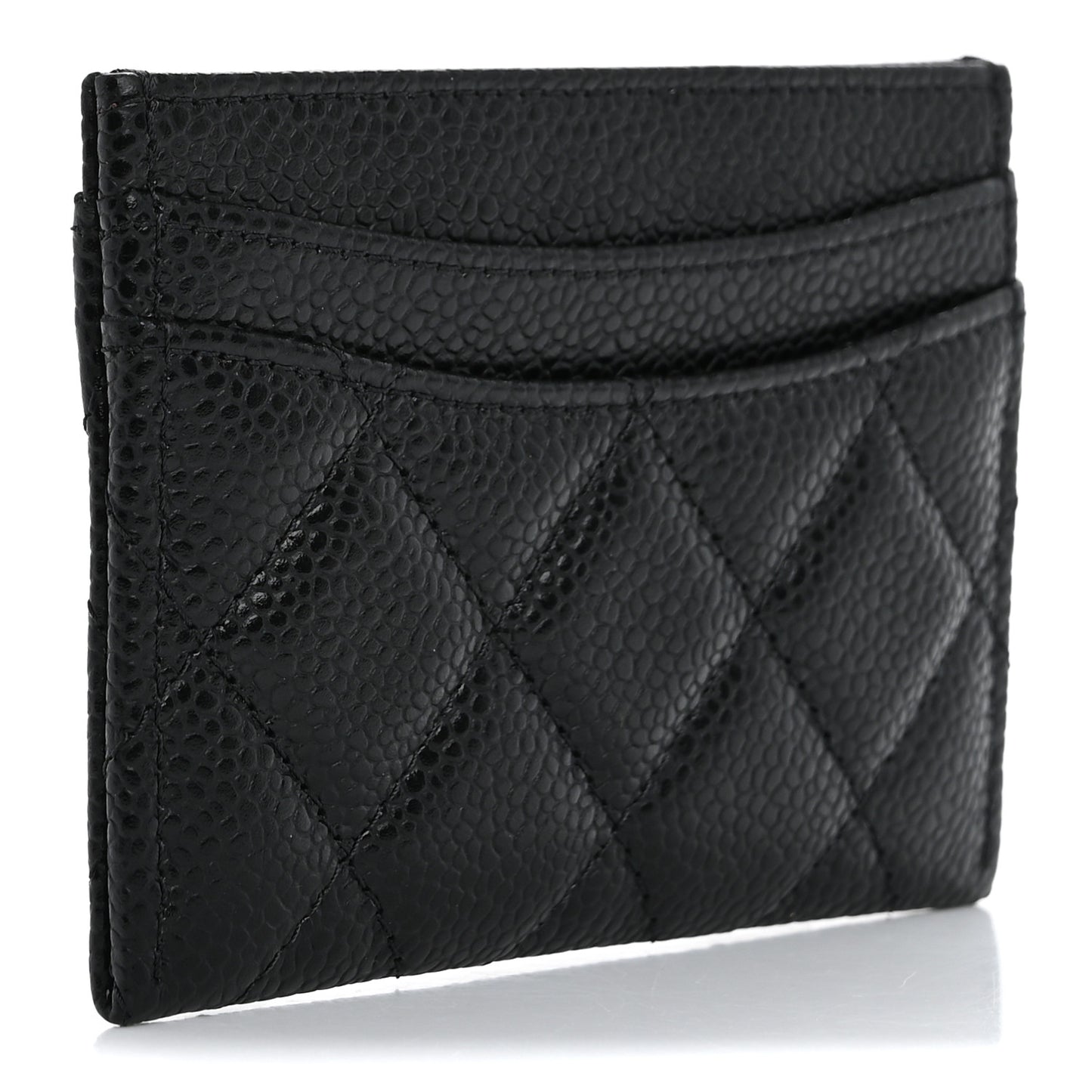 Caviar Quilted Card Holder Black