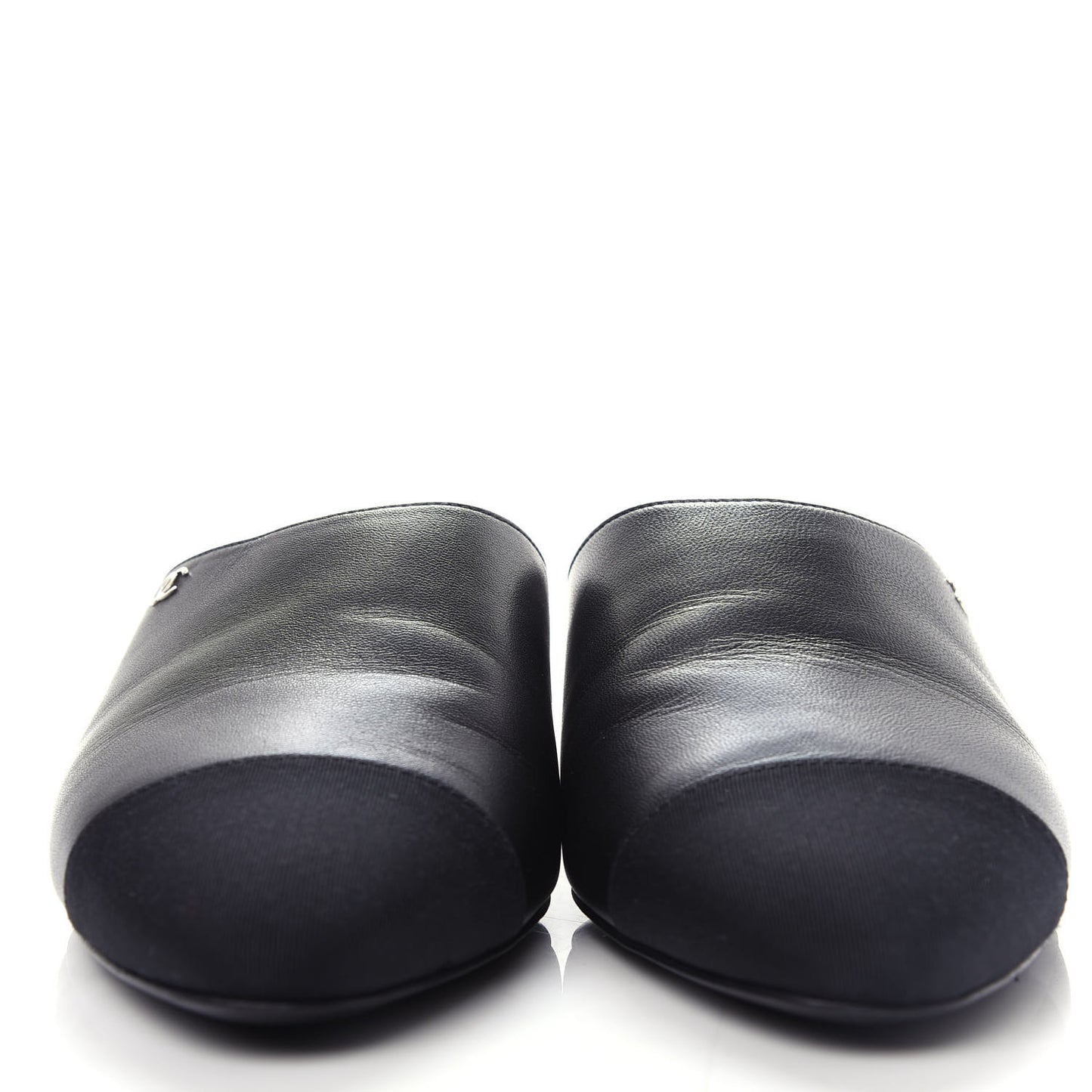 Lambskin Grosgrain Cap Toe CC Mules 39 Black