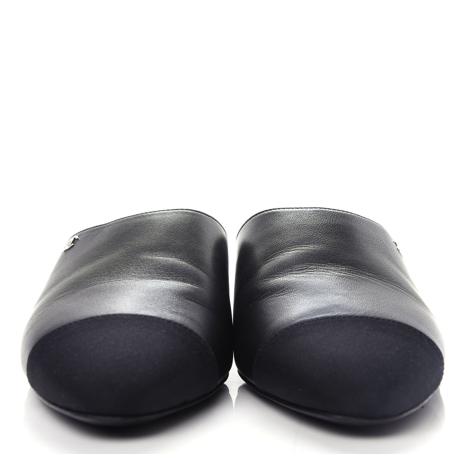 Chanel Lambskin Grosgrain Cap Toe CC Mules 39 Black 2 of 11