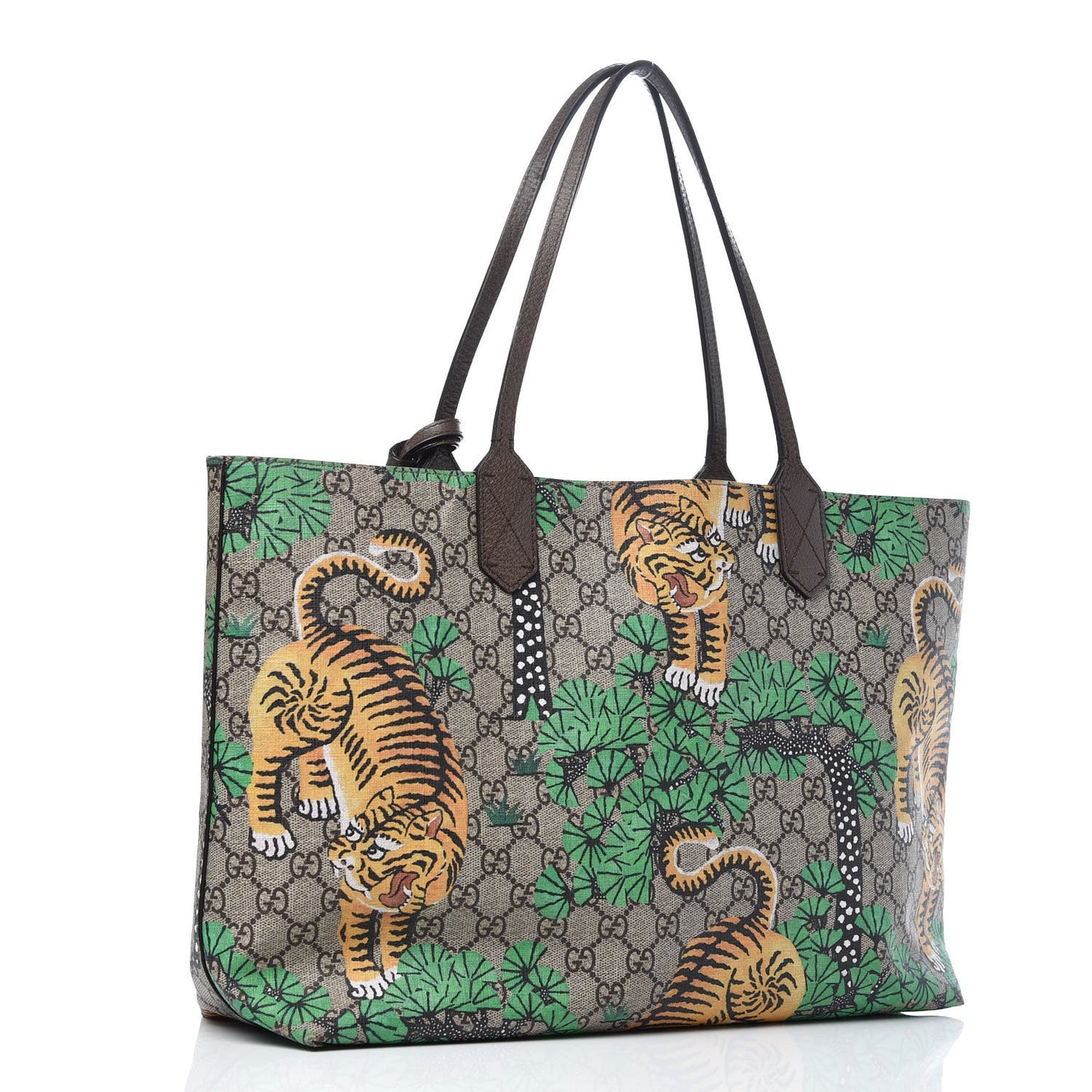 GG Supreme Monogram Bengal Medium Shopping Tote Beige Yard