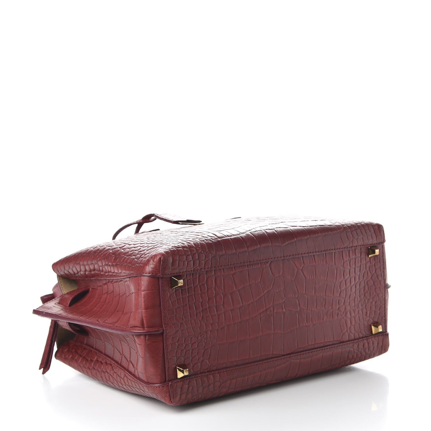 MCM Calfskin Crocodile Embossed Medium Milla Tote Ruby 4 of 8