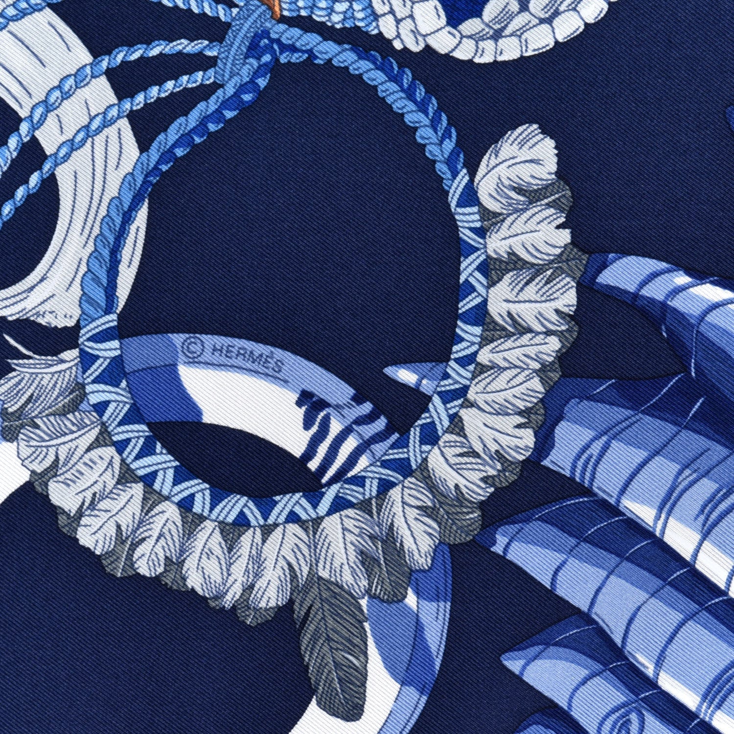 Hermes Silk Bracelets de Lumiere Scarf 90 Marine Bleu Dur Gris 3 of 4