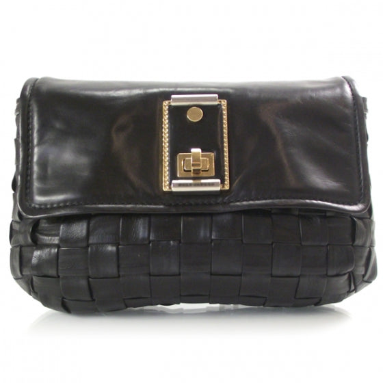 Woven Leather Hutton Clutch