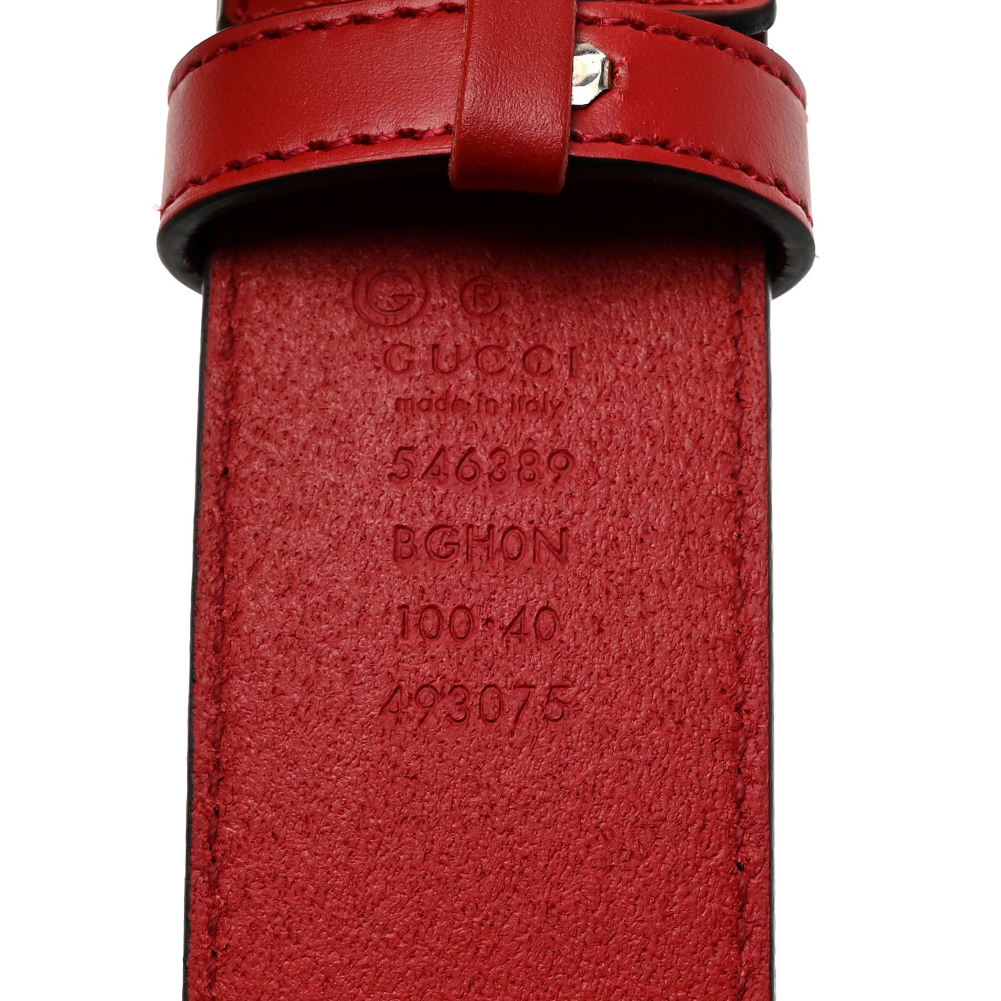 Selleria Calfskin Mens Interlocking G 37mm Belt 100 40 Rosso