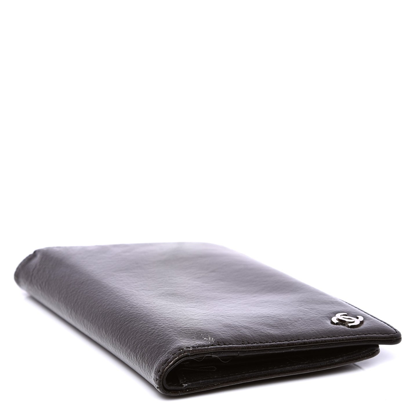 Grained Patent CC Yen Wallet Black