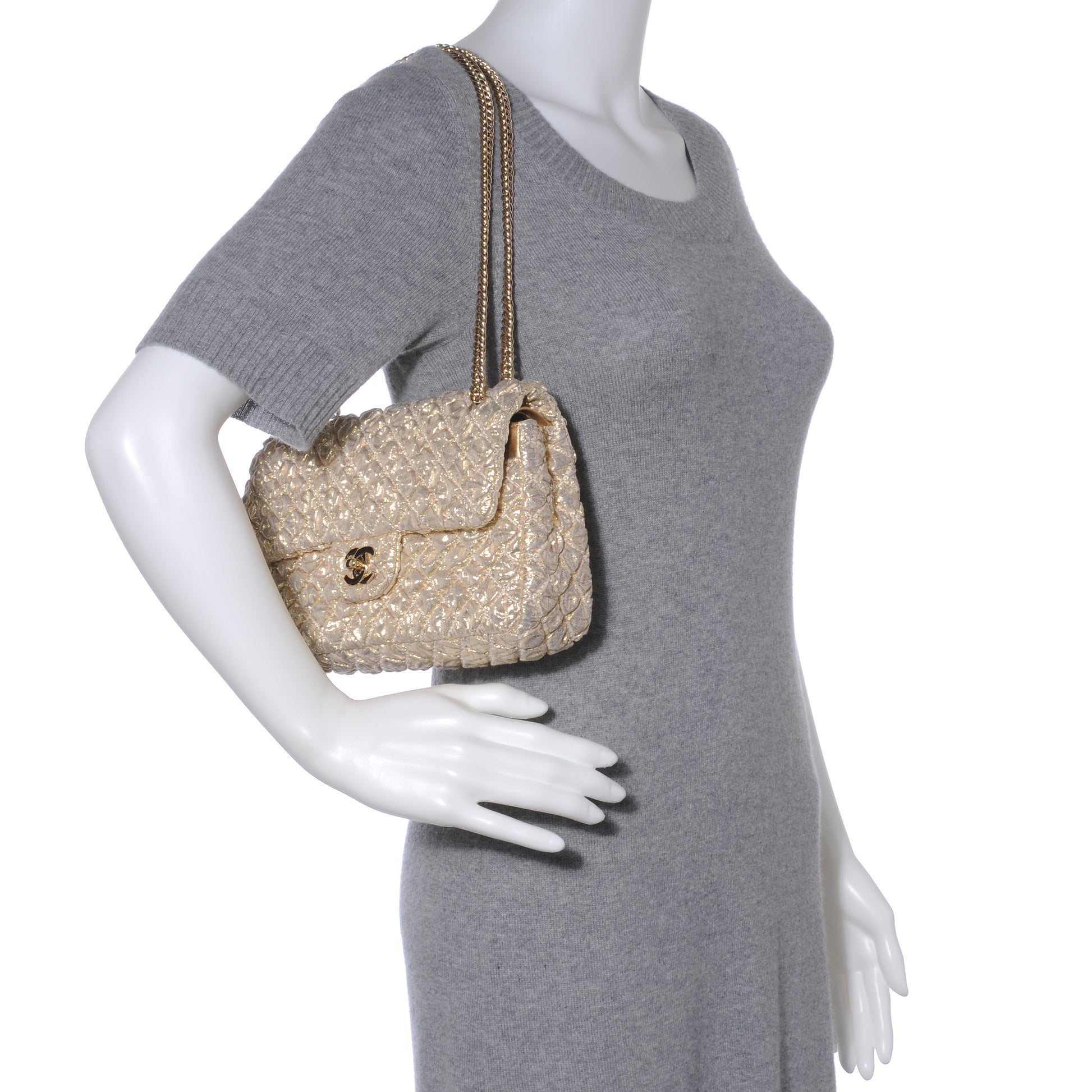 Chanel Lame Quilted Small Flap Metallic Gold 2 of 10