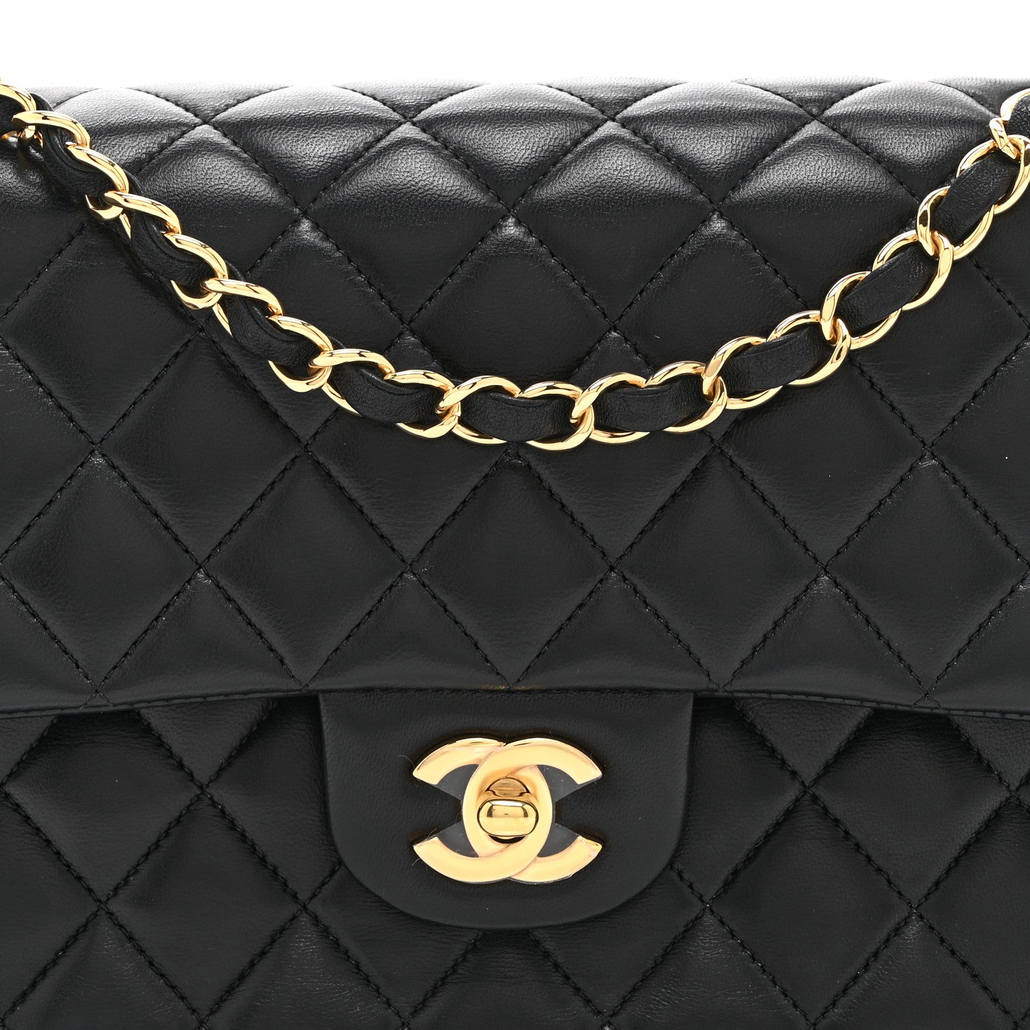 Chanel Lambskin Quilted Medium Double Flap Black 8 of 10