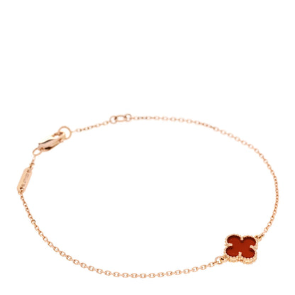 Van Cleef & Arpels 18K Rose Gold Carnelian Sweet Alhambra Bracelet 1 of 5