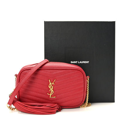Saint Laurent Grain De Poudre Matelasse Monogram Mini Lou Camera Bag Eros Red 10 of 10