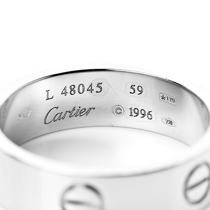 Cartier 18K White Gold 5.5mm LOVE Ring 59 8.75 4 of 4