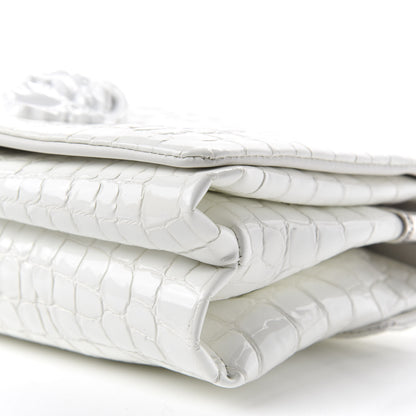 Versace Croc Stamped Patent Palazzo Sultan Shoulder Bag White 9 of 10