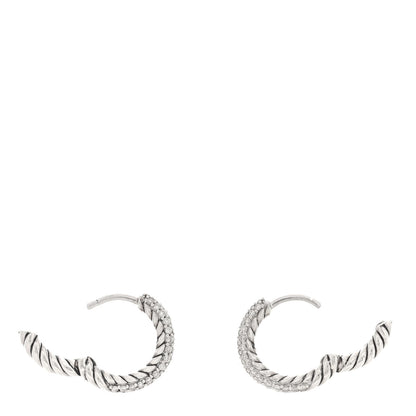 David Yurman Sterling Silver Diamond Petite Pave Huggie Hoop Earrings 3 of 4